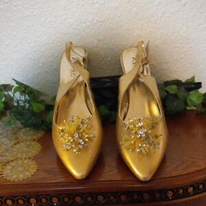 Ashro Gold Embellished Heels